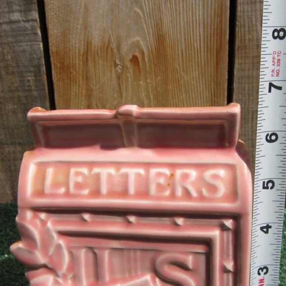 Vintage McCoy Pottery Pink US Mailbox Wall Letters Mail Holder Pocket Planter - Picture 6 of 7